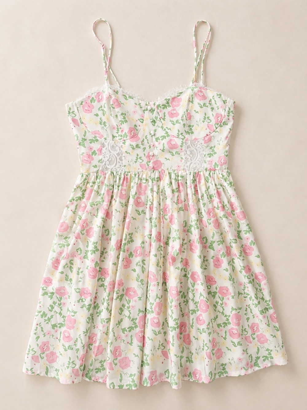 Ardene’s Floral Spaghetti Strap Sundress in Pink & Green / Garden Party